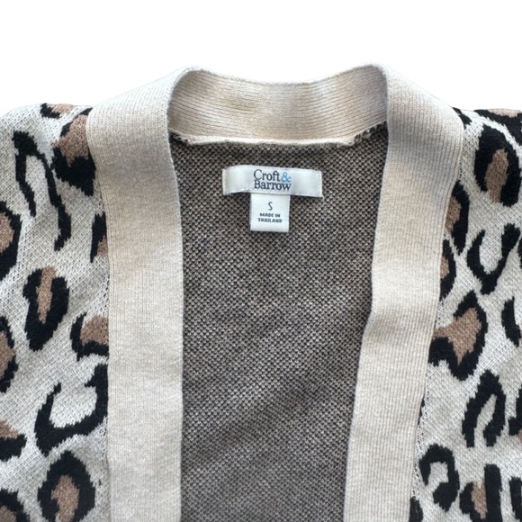 Croft & Barrow Open Front Leopard Print Knit Cardigan Size S - Picture 3 of 3